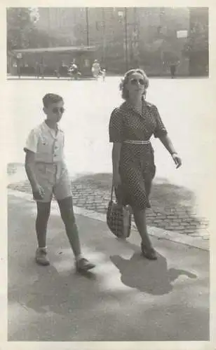 Real photo elegant woman and child