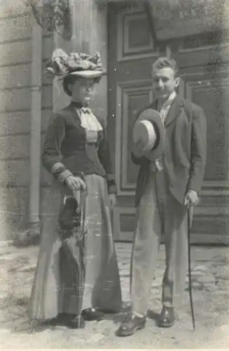 Social history anonymous persons portrait souvenir elegant couple