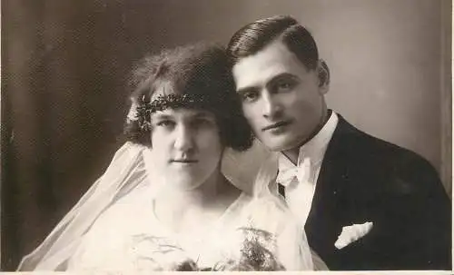Social history anonymous persons portrait souvenir bride groom