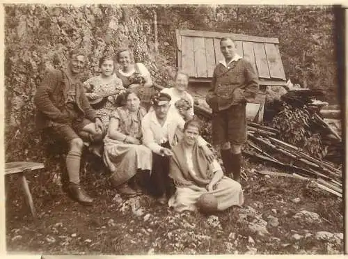 Social history anonymous persons portrait souvenir nature visit mandolin