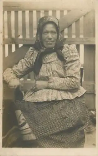 Social history anonymous persons portrait souvenir peasant lady in yard