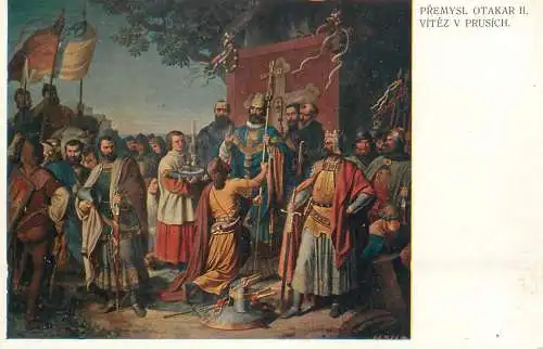 Artist fine art postcard Premysl Otakar II vitez v Prusich