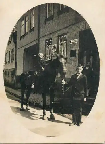 Social history anonymous persons portrait souvenir boy on horse