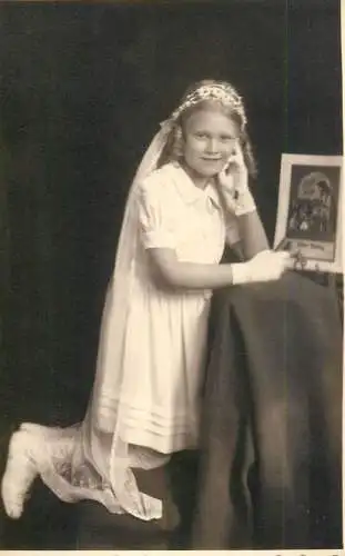 Social history anonymous persons portrait souvenir girl communion confirmation