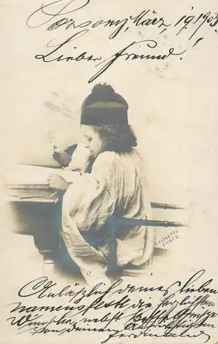 Social history anonymous persons portrait souvenir girl drawing C.Clayette