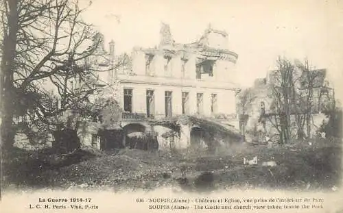France Soupir (Aisne) Guerre 1914-1917 Chateau et Eglise bombardee