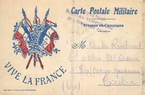 Vive la France Carte Postale Militaire Troupes en Campagne