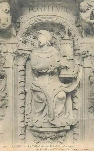 France Rouen La Cathedrale Detail du Monument des Cardinaux d'Amboise (Fortitudo)
