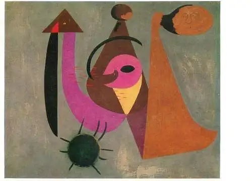 Fine arts painting Ioan Miro personen im brennenden wald