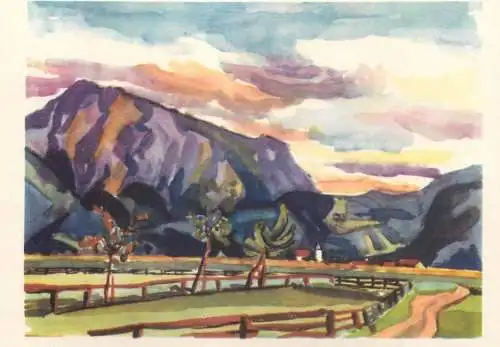 Fine arts painting Fritz Schulze Kochel mit Walchenseewarte