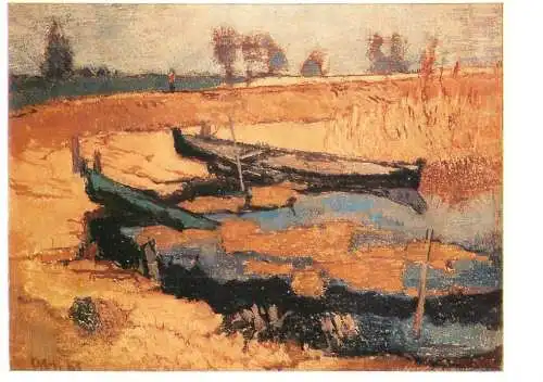 Fine arts painting Otto Niemeyer Holstein boot im Haff