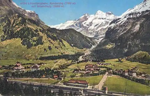 Switzerland Lotschbergbahn Kandersteg mit Bluemlisalp
