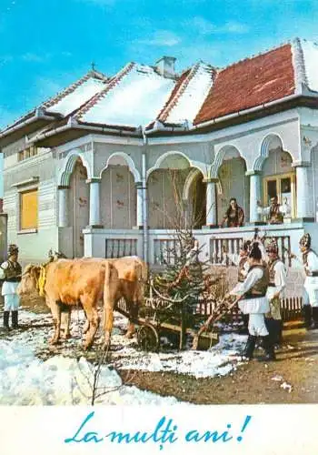 Romania carte postala de Anul nou rural