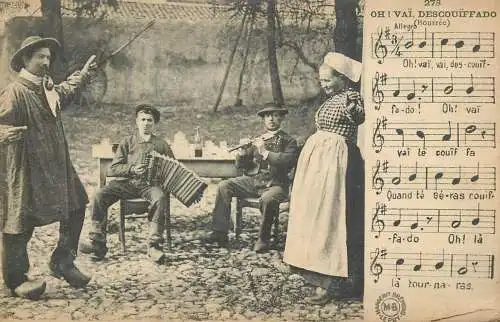 Ethnic types and scenes traditional costumes and folklore music group