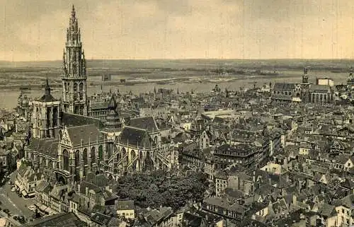 Belgium Antwerpen panorama et vue de la cathedrale