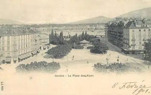 Suisse cpa Genève la place des Alpes
