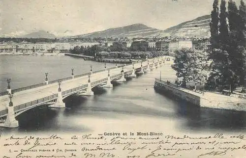 Suisse cpa Genève et le Mont Blanc