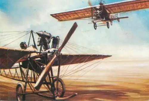 Transportation postcard airplane Adorjan Janos Libelle Takacs Bela monoplane 1909