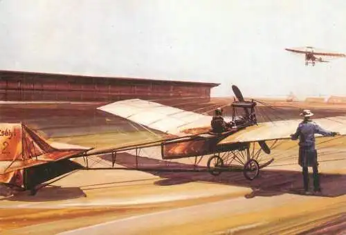 Transportation postcard airplane Aladar Zselyi monoplane 1912