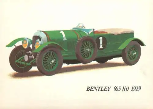 Transportation postcard car race Bentley 1929