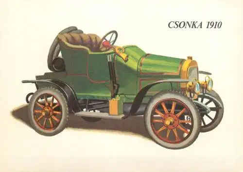 Transportation postcard car Csonka 1910
