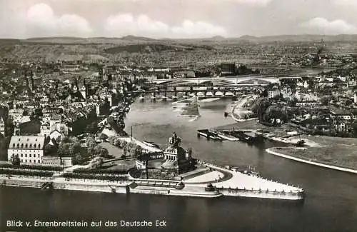 Germany Koblenz am Rhein Blick vom Ehrenbreitstein auf das Deutsche Eck