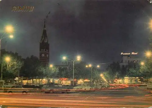 Italy Rimini Piazza Tripoli night view