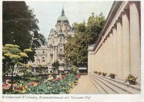 Germany Weltkurstadt Wiesbaden Brunnenkolonnade mit Nassauer Hof