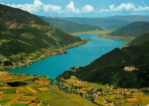 Austria Ossiachersee Karnten mit Ruine Landskron aerial view