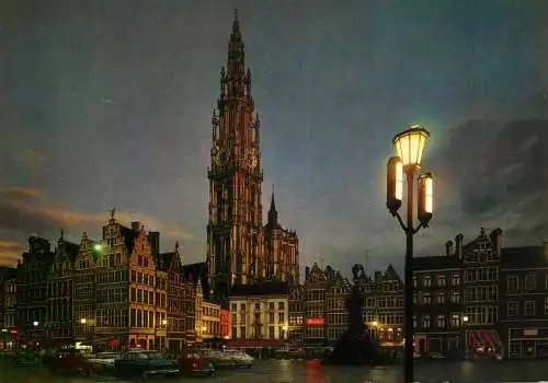 Belgium Antwerpen Grote Markt bij nacht