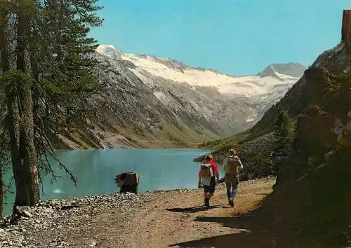 Austria Zillertal Tirol Schlegeistal tourists enjoying the sites