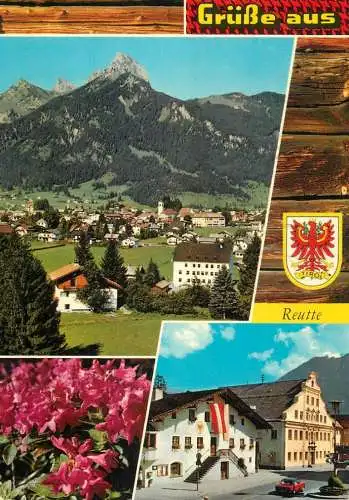 Austria Grusse aus Reutte Tirol mit Gernspitze und Markplatz multi view