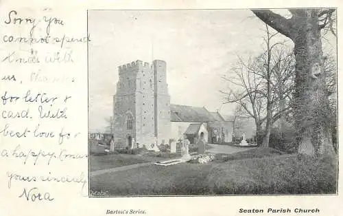 British buildings & architecture, churches & cathedrals postcard Seaton parish church