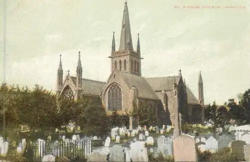 British buildings & architecture, churches & cathedrals postcard Yarmouth St. Nicolas