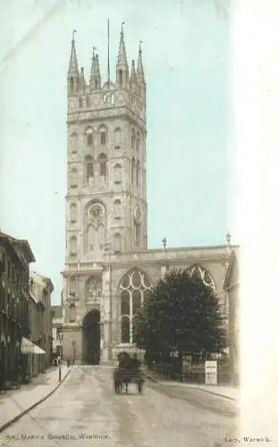 British buildings & architecture, churches & cathedrals postcard Warwick St. Mary