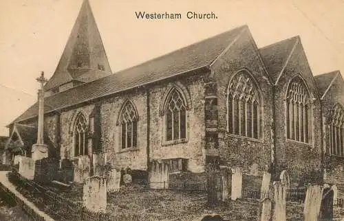 British buildings & architecture, churches & cathedrals postcard Westerham church