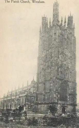British buildings & architecture, churches & cathedrals postcard Wrexham parish church