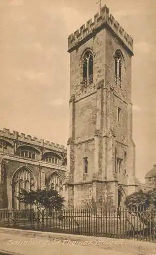 British buildings & architecture, churches & cathedrals postcard Salisbury St. Thomas