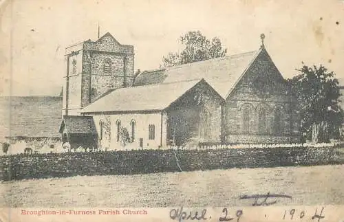 British buildings & architecture, churches & cathedrals postcard Broughton in Furness
