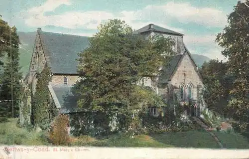 British buildings & architecture, churches & cathedrals postcard Bettws y Coed St. Mary
