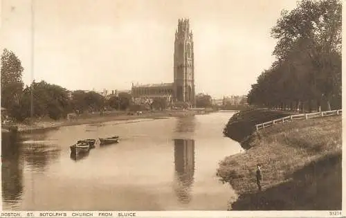 British buildings & architecture, churches & cathedrals postcard Boston St. Botolph's church