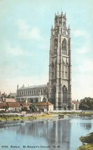 British buildings & architecture, churches & cathedrals postcard Boston St. Botolph's