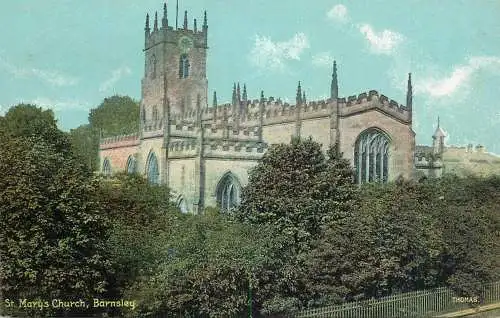 British buildings & architecture, churches & cathedrals postcard Barnsley St. Mary