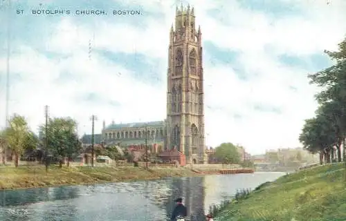 British buildings & architecture, churches & cathedrals postcard Boston St. Botolph's
