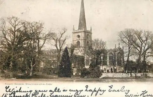 British buildings & architecture, churches & cathedrals postcard Stratford on Avon Holy Trinity