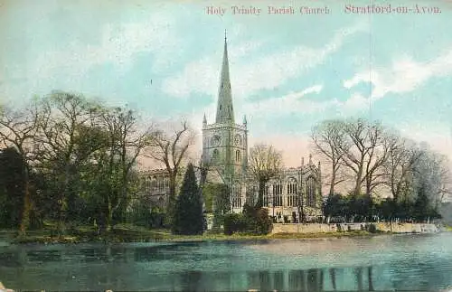 British buildings & architecture, churches & cathedrals postcard Stratford on Avon Holy Trinity