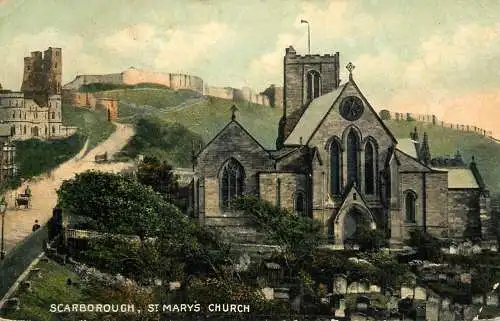 British buildings & architecture, churches & cathedrals postcard Scarborough St. Mary