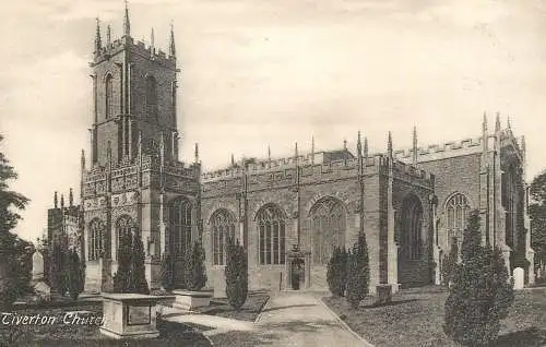 British buildings & architecture, churches & cathedrals postcard Tiverton church