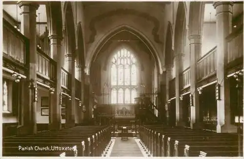 British buildings & architecture, churches & cathedrals photo postcard Uttoxeter parish