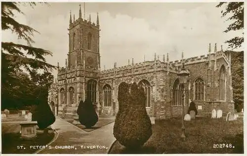 British buildings & architecture, churches & cathedrals photo postcard Tiverton St. Peter